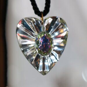 30" Avon Acrylic Crystal Heart on a Rope Chain